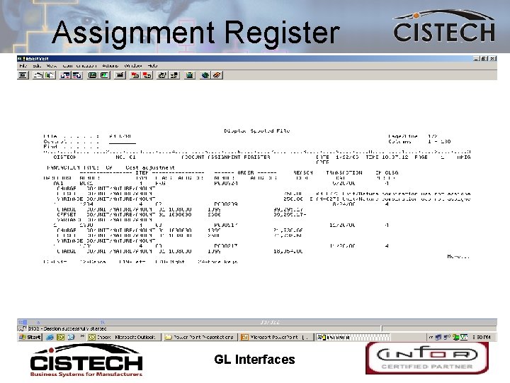 Assignment Register 11/10/2020 GL Interfaces 33 