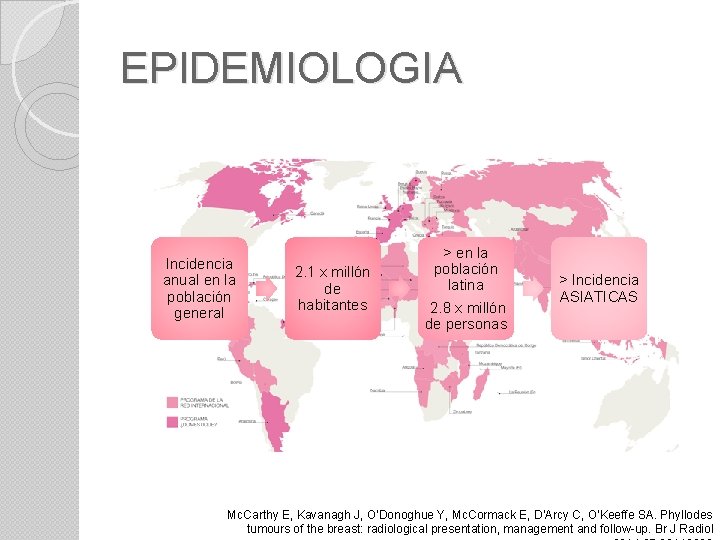 EPIDEMIOLOGIA Incidencia anual en la población general 2. 1 x millón de habitantes >