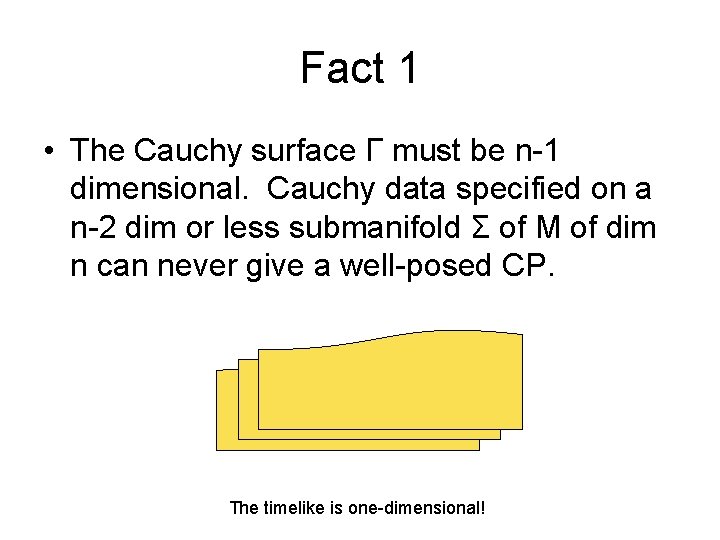 Fact 1 • The Cauchy surface Γ must be n-1 dimensional. Cauchy data specified