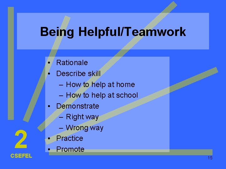 Being Helpful/Teamwork 2 CSEFEL • Rationale • Describe skill – How to help at Being Helpful/Teamwork 2 CSEFEL • Rationale • Describe skill – How to help at