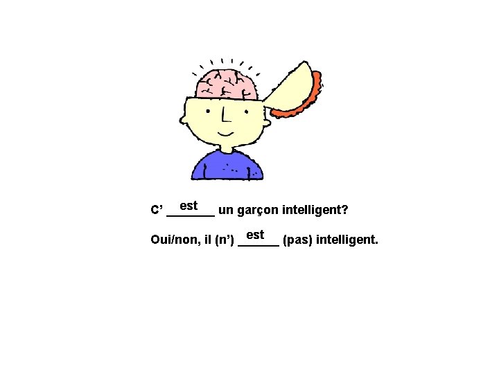 est C’ _______ un garçon intelligent? est (pas) intelligent. Oui/non, il (n’) ______ 