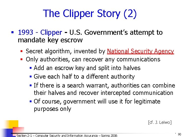 The Clipper Story (2) § 1993 - Clipper - U. S. Government’s attempt to