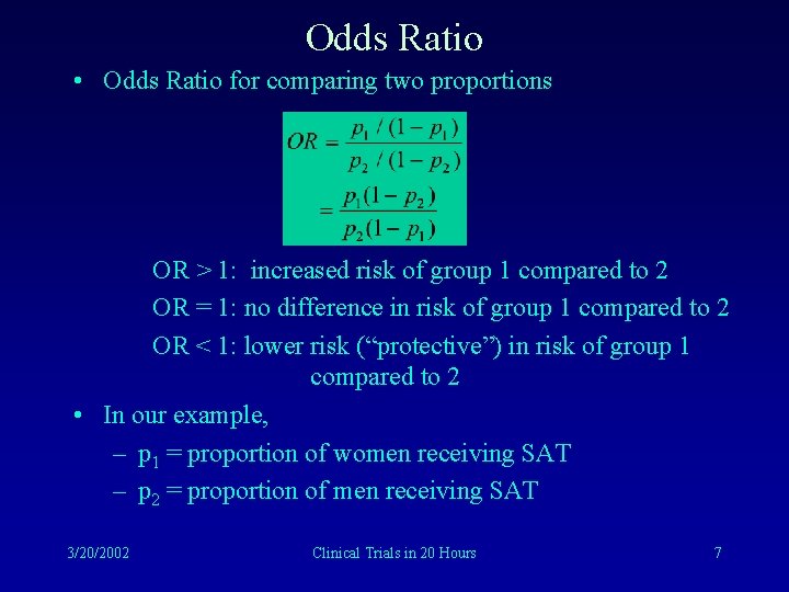 Clinical Trials In Hours Point Estimation Odds