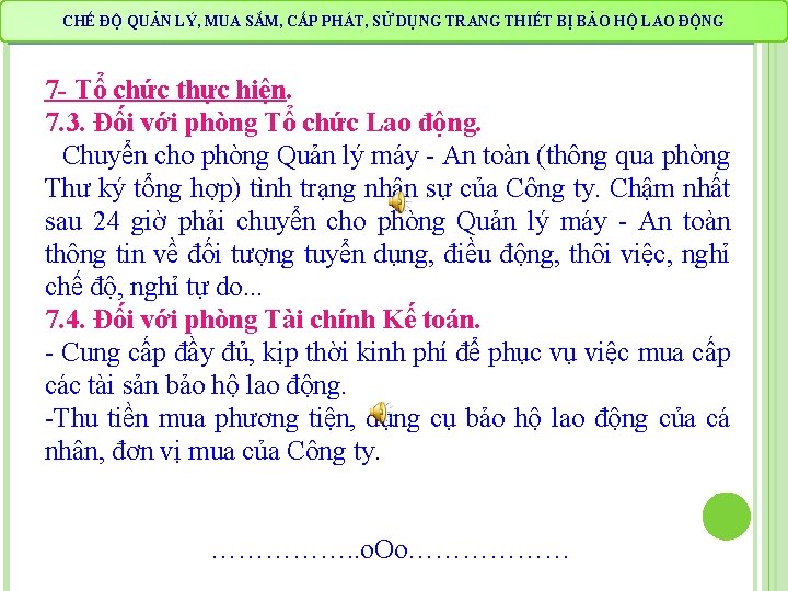 CHẾ QUẢN LÝ, MUA SẮM, CẤP PHÁT, DỤNG TRANG THIẾT BẢO HỘ LAO ĐỘNG