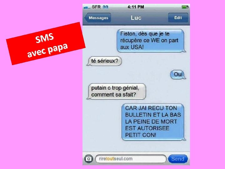 SMS a p avec 