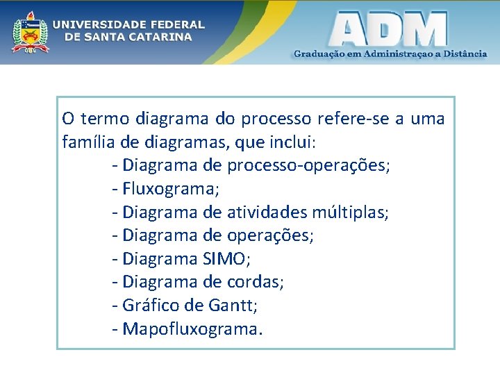 O termo diagrama do processo refere-se a uma família de diagramas, que inclui: -