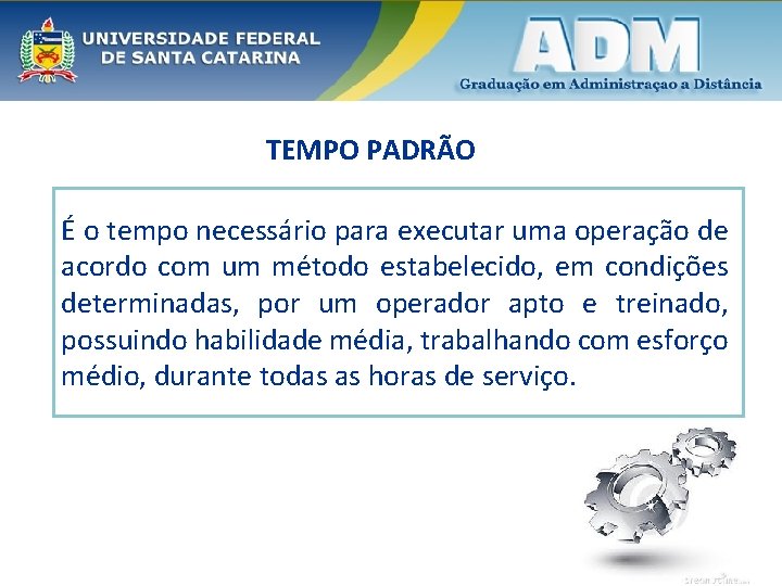 TEMPO PADRÃO É o tempo necessário para executar uma operação de acordo com um