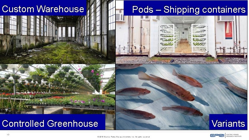 Custom Warehouse Pods – Shipping containers Controlled Greenhouse 13 © 2018 Electric Power Research