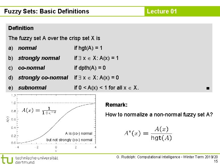 Fuzzy Sets: Basic Definitions Lecture 01 Definition The fuzzy set A over the crisp