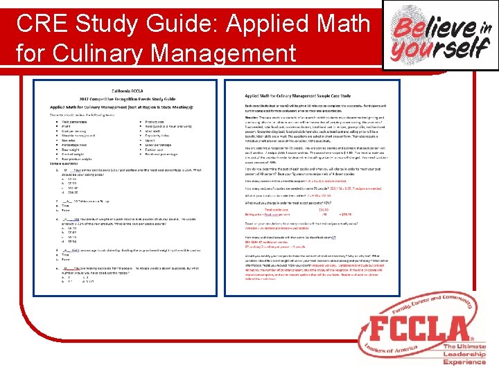 CRE Study Guide: Applied Math for Culinary Management 