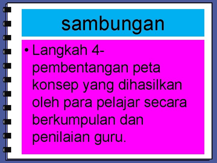 sambungan • Langkah 4 pembentangan peta konsep yang dihasilkan oleh para pelajar secara berkumpulan