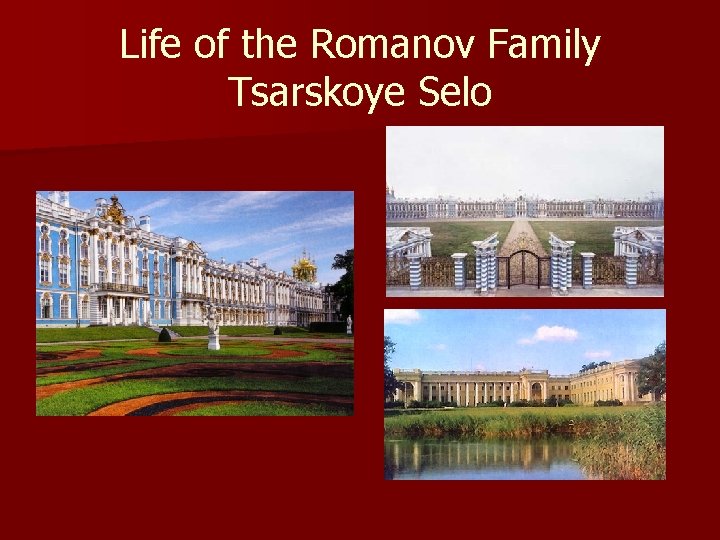 Life of the Romanov Family Tsarskoye Selo 