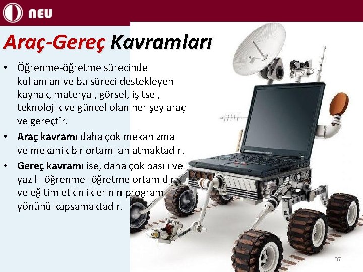 Araç-Gereç Kavramları • Öğrenme-öğretme sürecinde kullanılan ve bu süreci destekleyen kaynak, materyal, görsel, işitsel,