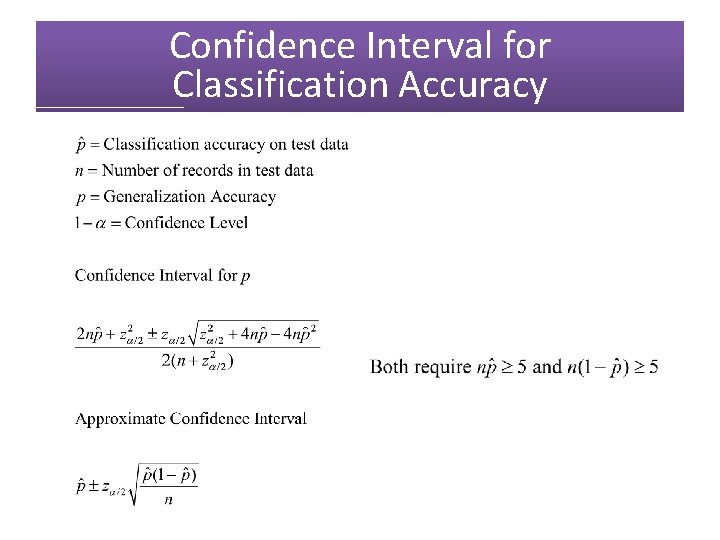 Confidence Interval for Classification Accuracy 