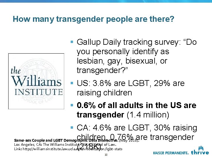 How many transgender people are there? § Gallup Daily tracking survey: “Do you personally How many transgender people are there? § Gallup Daily tracking survey: “Do you personally