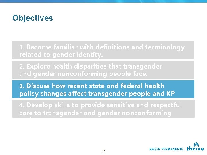 Objectives 1. Become familiar with definitions and terminology related to gender identity. 2. Explore Objectives 1. Become familiar with definitions and terminology related to gender identity. 2. Explore