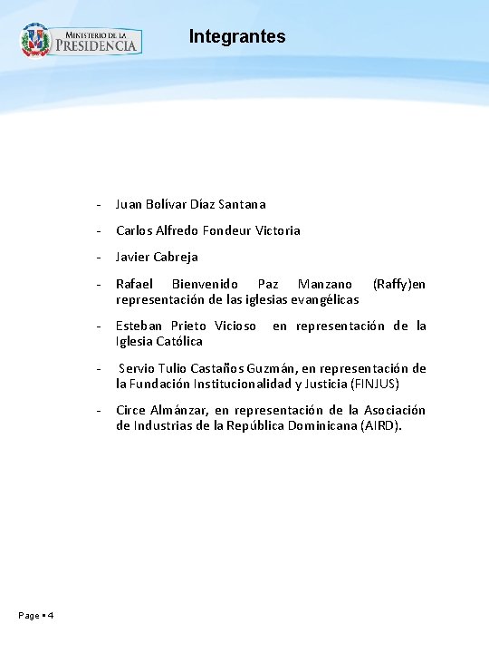Integrantes Page 4 - Juan Bolívar Díaz Santana - Carlos Alfredo Fondeur Victoria -
