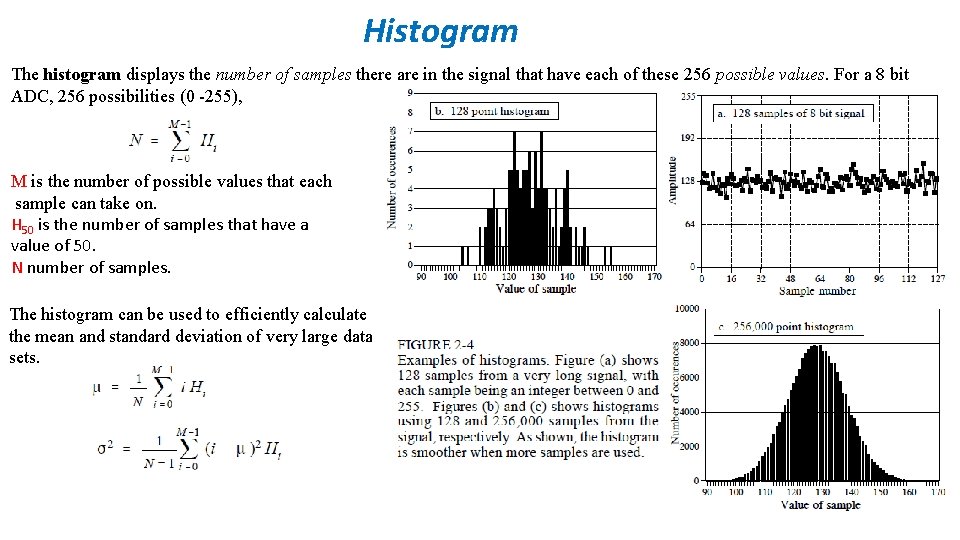 Histogram The histogram displays the number of samples there are in the signal that