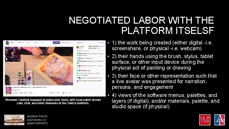 NEGOTIATED LABOR WITH THE PLATFORM ITSELSF • 1) the work being created (either digital