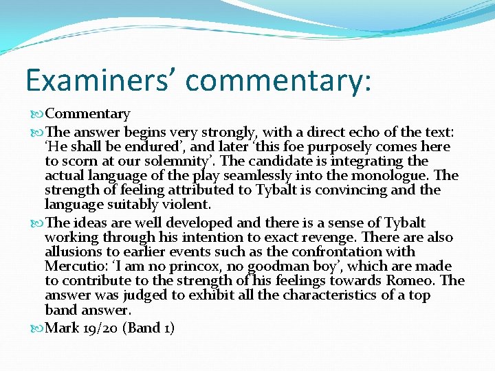 Examiners’ commentary: Commentary The answer begins very strongly, with a direct echo of the Examiners’ commentary: Commentary The answer begins very strongly, with a direct echo of the