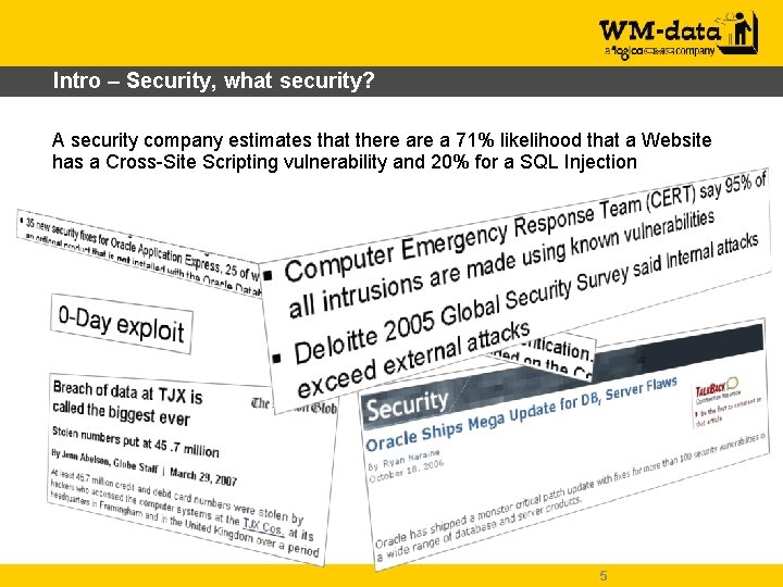 Intro – Security, what security? A security company estimates that there a 71% likelihood