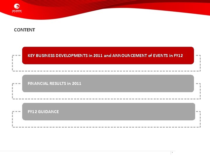 CONTENT KEY BUSINESS DEVELOPMENTS in 2011 and ANNOUNCEMENT of EVENTS in FY 12 FINANCIAL