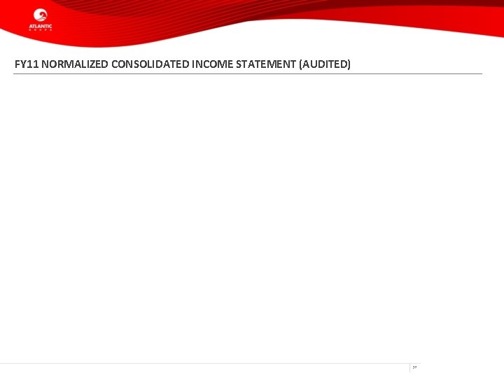 FY 11 NORMALIZED CONSOLIDATED INCOME STATEMENT (AUDITED) 32 