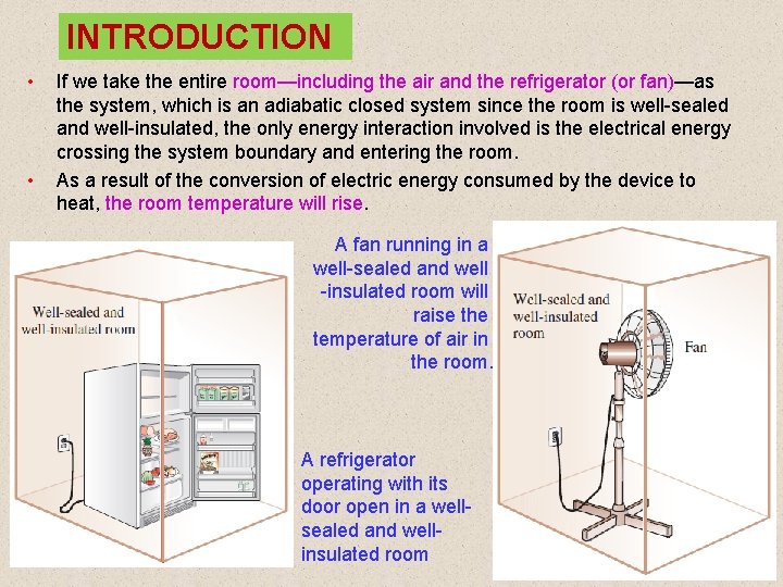 INTRODUCTION • • If we take the entire room—including the air and the refrigerator