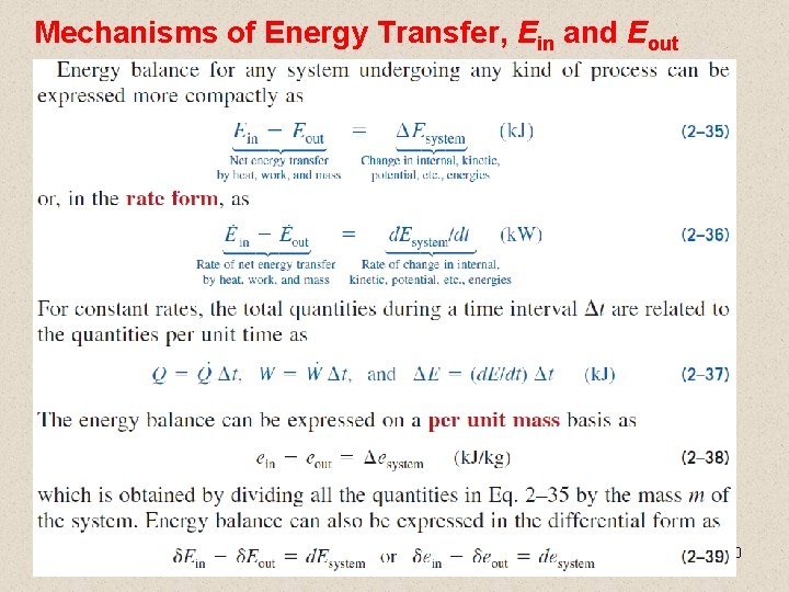 Mechanisms of Energy Transfer, Ein and Eout 30 