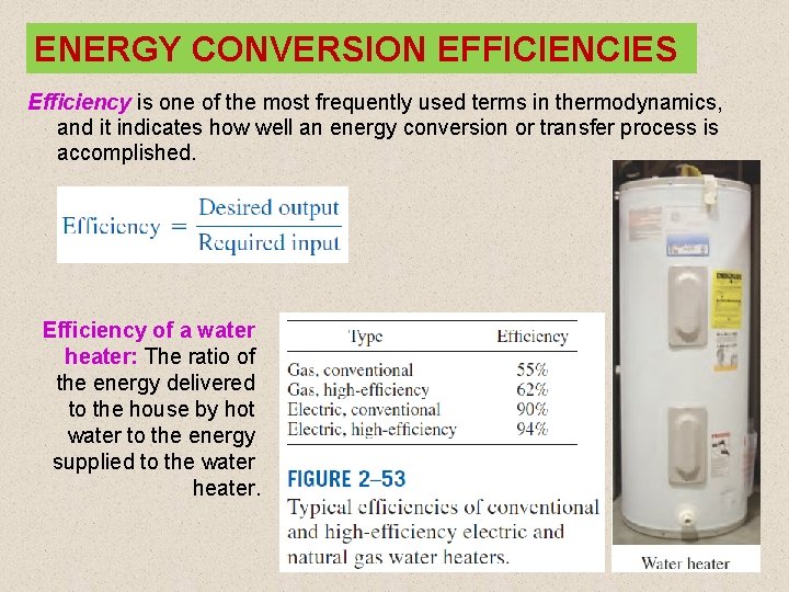 ENERGY CONVERSION EFFICIENCIES Efficiency is one of the most frequently used terms in thermodynamics,