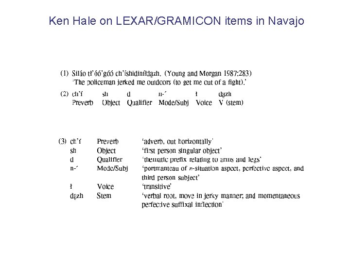Ken Hale on LEXAR/GRAMICON items in Navajo 