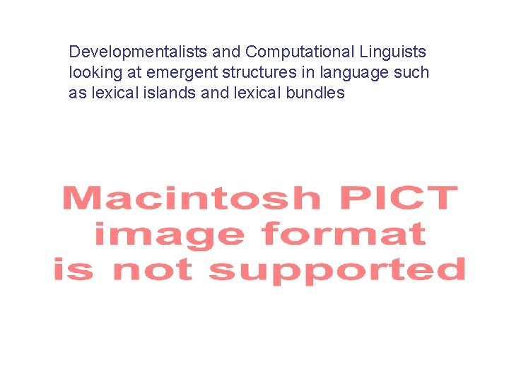Developmentalists and Computational Linguists looking at emergent structures in language such as lexical islands