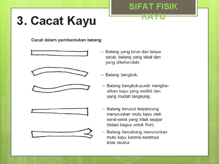 3. Cacat Kayu SIFAT FISIK KAYU 