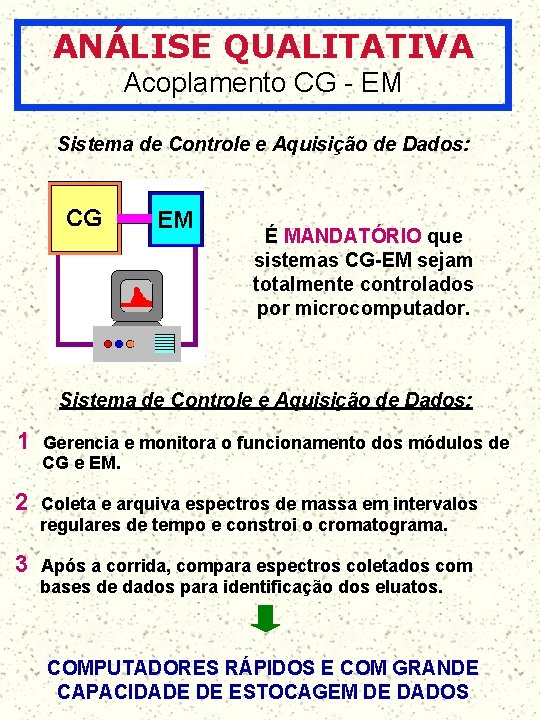 ANÁLISE QUALITATIVA Acoplamento CG - EM Sistema de Controle e Aquisição de Dados: É