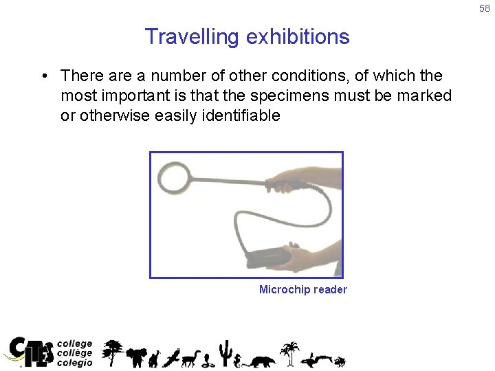 58 Travelling exhibitions • There a number of other conditions, of which the most
