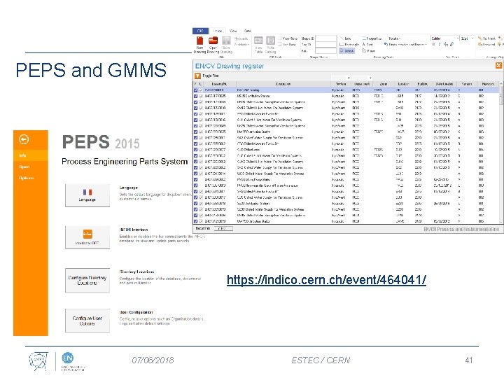 PEPS and GMMS https: //indico. cern. ch/event/464041/ 07/06/2018 ESTEC / CERN 41 