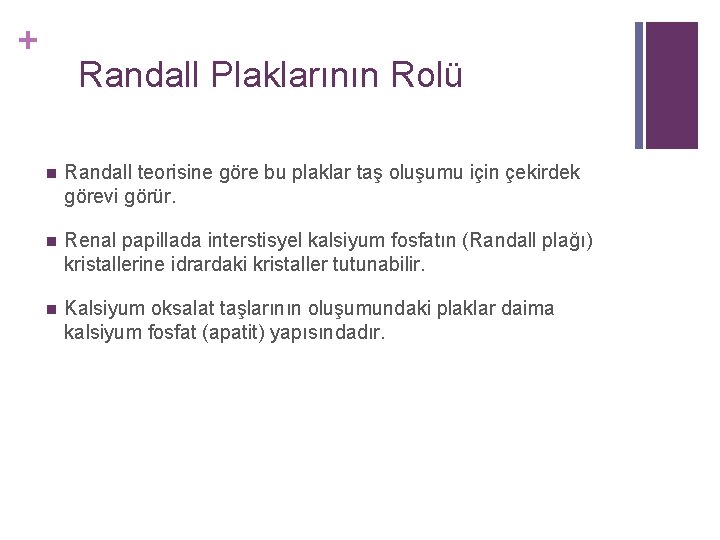 + Randall Plaklarının Rolü n Randall teorisine göre bu plaklar taş oluşumu için çekirdek + Randall Plaklarının Rolü n Randall teorisine göre bu plaklar taş oluşumu için çekirdek