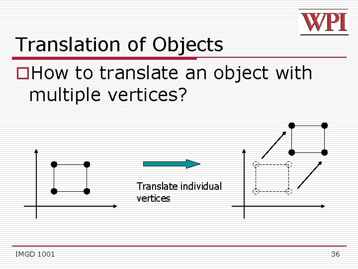 Translation of Objects o. How to translate an object with multiple vertices? Translate individual