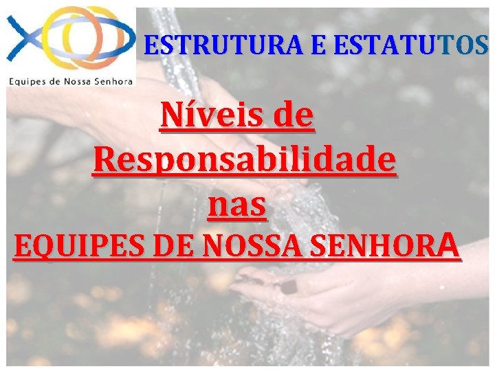 ESTRUTURA E ESTATUTOS Níveis de Responsabilidade nas EQUIPES DE NOSSA SENHORA 