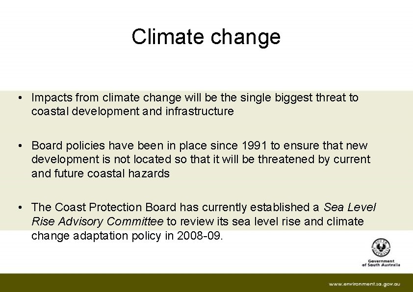 Coastal development and climate change in SA www