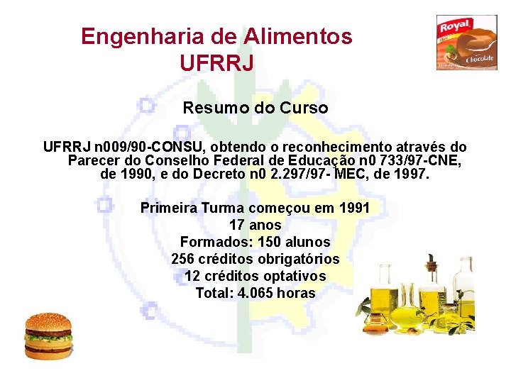 Engenharia de Alimentos UFRRJ Resumo do Curso UFRRJ n 009/90 -CONSU, obtendo o reconhecimento