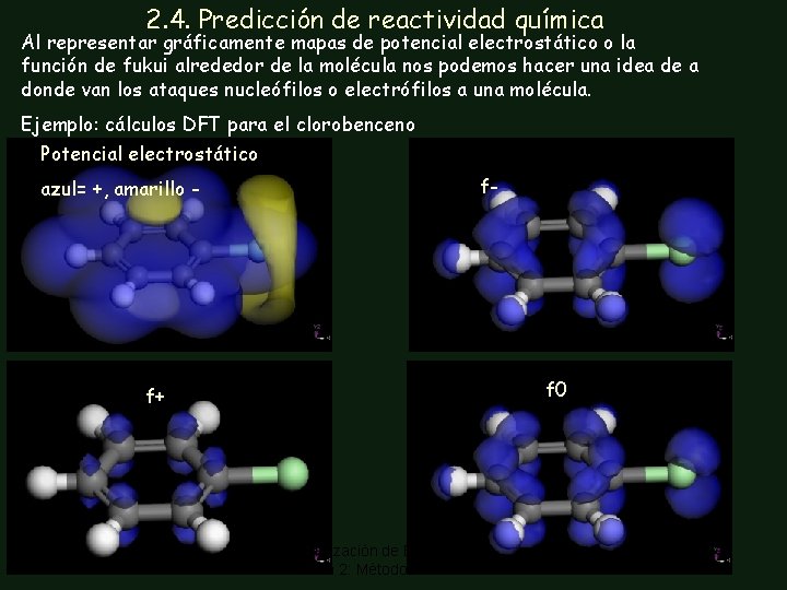 2. 4. Predicción de reactividad química Al representar gráficamente mapas de potencial electrostático o