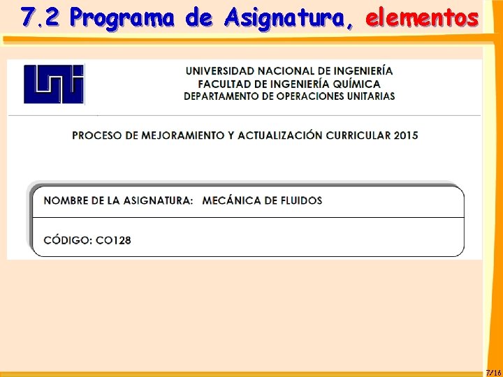 7. 2 Programa de Asignatura, elementos 7/16 