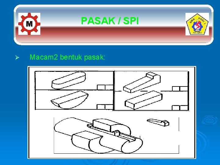 PASAK / SPI Ø Macam 2 bentuk pasak: 