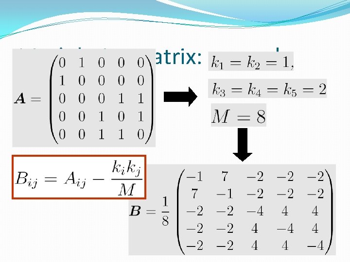 Modularity matrix: example 14 