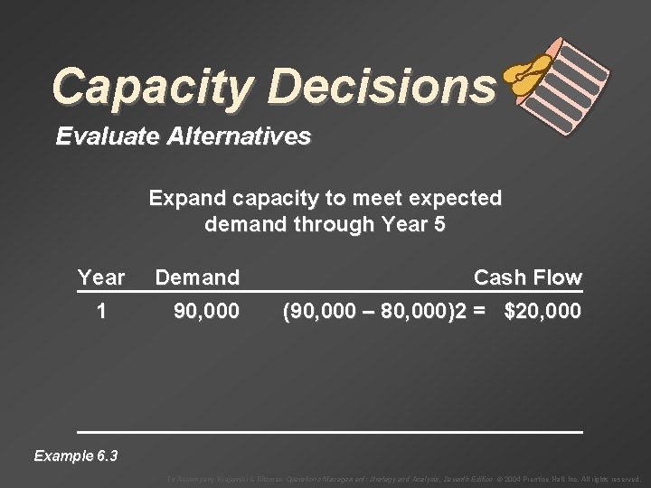 Capacity Decisions Evaluate Alternatives Expand capacity to meet expected demand through Year 5 Year