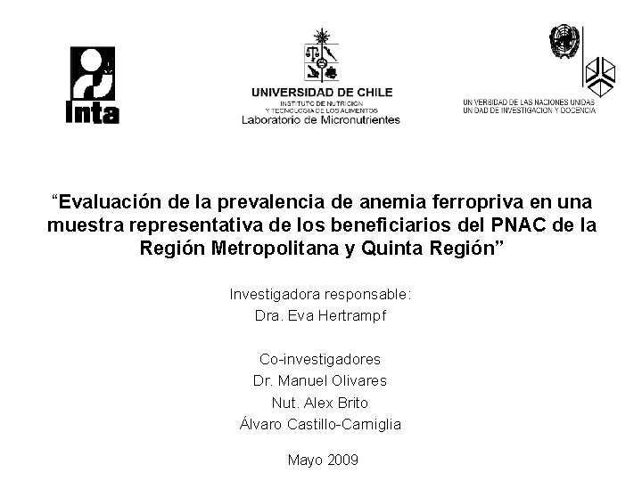“Evaluación de la prevalencia de anemia ferropriva en una muestra representativa de los beneficiarios