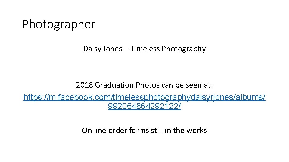 Photographer Daisy Jones – Timeless Photography 2018 Graduation Photos can be seen at: https: