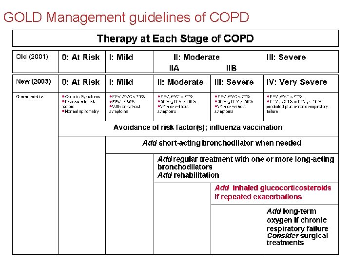 GOLD Management guidelines of COPD GOLD workshop report update 2003 