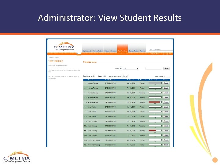 Administrator: View Student Results 